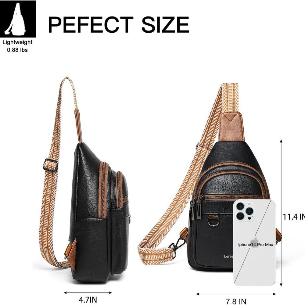 Comfortable Adjustable Vegan Leather Crossbody Ba… - image 3